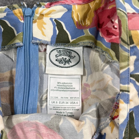 Laura Ashley Vintage Floral Sleeveless Slip Mini Shift Dress Women's Size 4 - Picture 2 of 5